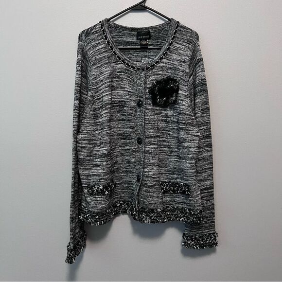 Lane Bryant Sweaters - Lane Bryant Gray Cardigan Sweater W/Black Accents Size 18/20 NWT!